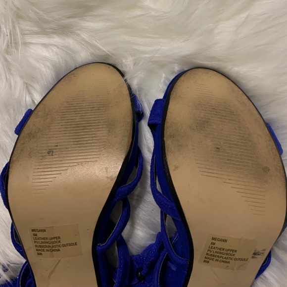 Steve Madden Megann Open Toe Suede Blue Sandals - Picture 11 of 11